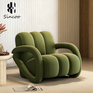 Sillón de Tela Moderno Nórdico Geométrico Individual o Doble para Salón de Belleza, Spa de Uñas o Barbería, Ideal para Áreas de Espera - Product Image 1
