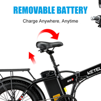 Vélo de montagne électrique pliable Keteles KF6 Mini, batterie intégrée 48V, cadre en alliage d'aluminium, 7 vitesses, pneus larges légers