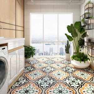 Azulejos de Porcelana Color Verde Mate de Fábrica, Aspecto Floral, Decoración <span class=keywords><strong>del</strong></span> Hogar, Antideslizantes, Pequeños Ladrillos de Cerámica para Paredes y Pisos - Product Image 5