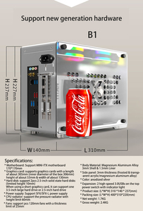 ZZAW B1 akrilik yan Panel küçük boy Mini masaüstü bilgisayar şasi mikro bilgisayar Mini <span class=keywords><strong>ITX</strong></span> masa alüminyum kasa gamer için - Product Image 5