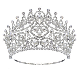 Nuovo spettacolo teatrale corona rotonda barocca corona campione di bellezza <span class=keywords><strong>5</strong></span> pollici di lusso grande corona di cristallo pieno - Product Image 6