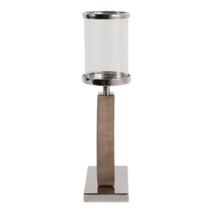 Glass <b>Hurricane</b> <b>Candle</b> Holder With Metal Ring Accent Elegant Pillar <b>Candle</b> Stand For Table Decor - Product Image 3