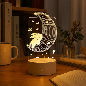 Lámpara de <span class=keywords><strong>Noche</strong></span> LED 3D de Acrílico Personalizada al por Mayor, Lámpara de Mesa USB con Ilusión Óptica, Lámpara Decorativa con Logotipo Personalizado para Regalo - Product Image 1