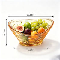 Vintage geëmbosseerde amberkleurige glazen fruit schaal, ovale decoratieve glazen serveerschaal voor fruitsalade, snacks, tafeldecoratie voor thuis, feestdagen cadeau