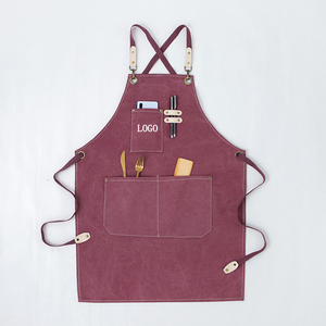 Tablier de cuisine en toile de coton personnalisé avec logo brodé pour <span class=keywords><strong>chef</strong></span>, serveur, cuisine, nettoyage - Product Image 4