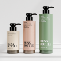 Bouteille en plastique givré HDPE personnalisée au toucher doux 300ml 450ml 500ml 750ml pour shampoing et après-shampoing avec pompe noire