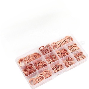 M5-M14 Đồng máy giặt Gasket Set Flat Ring seal Assortment <span class=keywords><strong>Kit</strong></span> với hộp cho phụ kiện phần cứng - Product Image 1
