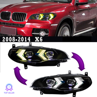 Accesorios de Lámparas para Auto Modificados para X6 E71, Conjunto de Faros 2008~2014, Lente de Luz Diurna LED de Doble Color con Diseño de Flecha