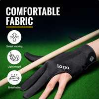 Gants de billard professionnels en polyester élastique, design 3 doigts, antidérapants, respirants, pour le snooker, le billard américain, les tournois et l'entraînement