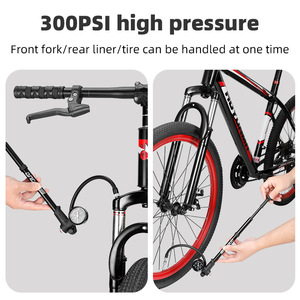 Pompe à vélo haute pression Yueli 300 PSI avec baromètre pour gonflage des pneus et des fourches - Product Image 3