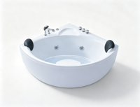 Baignoire d'angle de luxe à remous, blanche, double siège, avec jets d'eau, pour la maison et l'hôtel