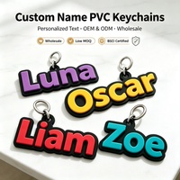Porte-clés 3D en PVC personnalisé avec nom, lettres en caoutchouc souple, vente en gros, OEM, ODM, directement de l'usine, certifié BSCI