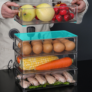 Caja de Almacenamiento para Refrigerador, Organizador de Cajones de Cocina de Plástico, Apta para Alimentos Congelados, PET Sellado, Gran Capacidad, Cajas Transparentes para Mantener la Frescura - Product Image 1