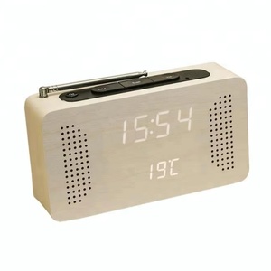 Đầu Giường Máy Tính Để Bàn Bằng Giọng Nói Kích Hoạt Bằng Gỗ Di Động Kỹ Thuật Số Nhiệt Độ Điện Tử LED Hiển Thị LED Đồng Hồ Báo Thức Với FM Đài Phát Thanh - Product Image 6