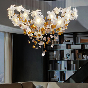 Özel Modern kapalı AC anahtarı uzaktan şeffaf cam yaprakları altın restoran kolye ışık avizeler kolye ışıkları - Product Image 2