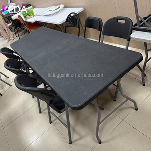 LEDA - Mesa Plegable de Metal Negra Larga para Eventos y Fiestas al Aire Libre, Ideal para Hoteles y Bodas - Product Image 3