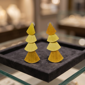 Gold Plated Brass Trendy Plant Design Drop Earrings Layered Christmas <b>Tree</b> Dangle for Women's Party Gift - Product Image 5