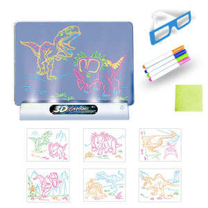 Tableau de dessin fluorescent effaçable 3D magique pour enfants avec lunettes, version mini dinosaure - Product Image 1