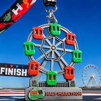 Médaille de sport personnalisée en alliage de zinc avec émail 3D, motif roue de Ferris rotative, pour demi-marathon, récompense de finisseur de course