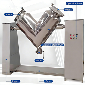 Mélangeur en V en acier inoxydable SUS304 avec moteur AC, mélange uniforme, capacité 2L, haute sécurité, qualité alimentaire, chimique, mobile - Product Image 4