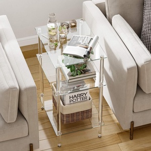 <span class=keywords><strong>Tavolino</strong></span> Laterale Trasparente in Acrilico a 3 Ripiani, Comodino, <span class=keywords><strong>Tavolino</strong></span> da Caffè per Piccoli Spazi, Soggiorno, Camera da Letto, Balcone - Product Image 4