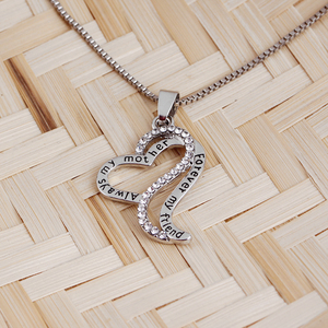 Collier ZRM Fashion « Toujours ma mère, toujours <span class=keywords><strong>mon</strong></span> amie » en alliage de zinc <span class=keywords><strong>avec</strong></span> strass et chaîne serpent, style punk – Cadeau idéal pour la fête des mères - Product Image 3