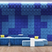 Panneau mural insonorisant concave-convexe carré ignifuge haute densité en fibre de polyester tridimensionnelle pour salon