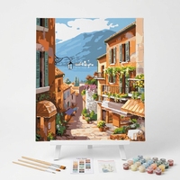 Peinture par numéros pour adultes, paysage côtier encadré, kit de peinture acrylique DIY sur toile imprimée 40x50cm, décoration murale