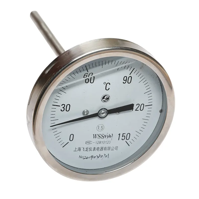 High quality WSS 100mm Oil Filled 0-120 Waterproof and shockproof Bimetal Thermometer with 1/2"NPT 4 inch dial