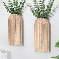 Jardinière murale en bois, vase bohème suspendu pour plantes et fleurs d'intérieur, jardinières murales en bois naturel pour la décoration artistique de la maison