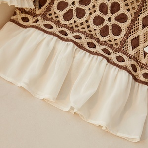 OEM ODM Böhmische Blumen-Stickerei Häkel-Chiffon-Bluse Damen Sommer Sexy Kurzarm-Hemden - Product Image 5