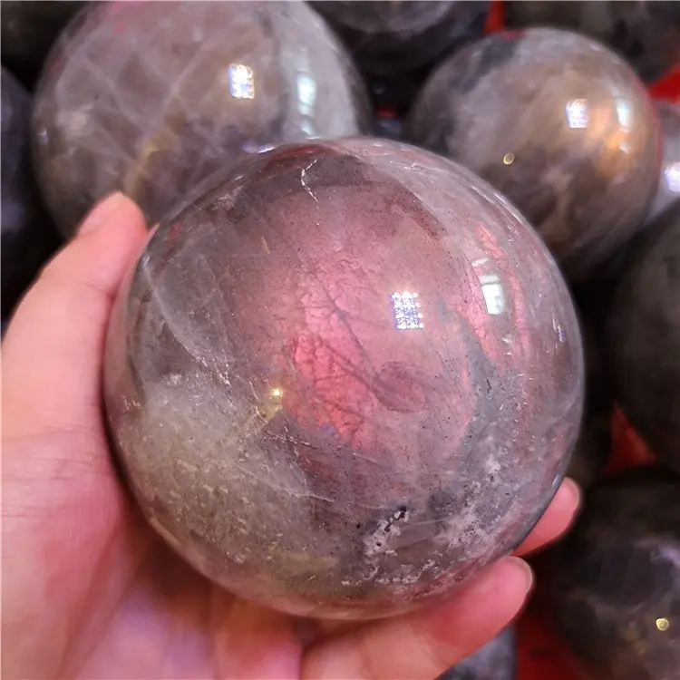 Оптовая продажа, натуральный кварцевый кристалл, фиолетовый лабрадорит, камень для орнамента, Сферический шар