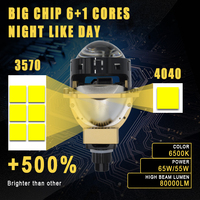 Gview Factory G17S 65W 12V 80000LM H1 H4 H7 H8 H11 9005 9006 Lumière LED de voiture 6000k Lentille bleue 3 pouces Auto LED Ampoules Bi LED