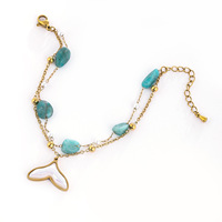 Bracelet en acier inoxydable style océan avec breloques coquillage et queue de sirène, chaîne ajustable, bijoux de plage pour femme