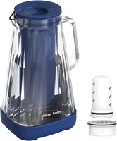 Pichet à eau en verre GLACIER FRESH 10 - Cup Pureza bleu, avec membrane UF et filtre à charbon actif, réduit les PFOA et PFOS