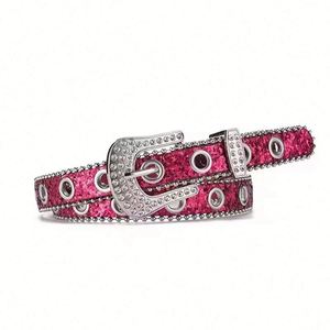 Women's Casual Formal Western Style Soft PU Leather <b>Belt</b> Rhinestones Daily Use Zinc Alloy Buckle Customizable Size Waistband - Product Image 4