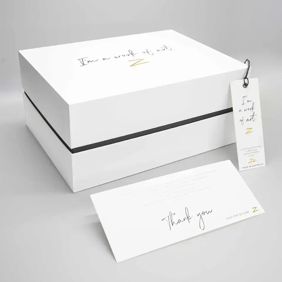 Custom Luxury 2 Pieces Lid and Base With Neck Jewelry Cardboard Packaging White Paper Gift Box