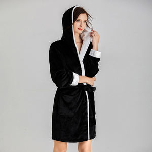 Camisón de franela con capucha, albornoz corto para mujer, Coral camisón de lana para el hogar, <span class=keywords><strong>bata</strong></span> de Hotel - Product Image 1