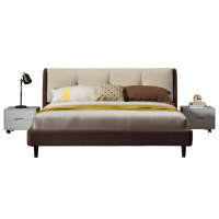 Lit jumeau en bois de chêne au design simple et moderne lit King Size en bois massif avec revêtement doux pour chambre à coucher lit à usage domestique