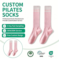 Chaussettes en coton pour femmes, antidérapantes, de compression, respirantes, à séchage rapide, pour le Pilates, hauteur genou, vente en gros