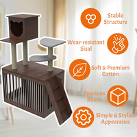 Meubles de luxe pour animaux de compagnie maison de chat en bois avec poteaux à gratter en sisal tour de chat Condo cadre d'escalade arbre à chat d'intérieur