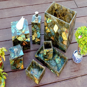 Natural Labradorite Crystal <b>bathroom</b> <b>set</b> Gemstone <b>Accessories</b> Polished Stone <b>Set</b> Bulk Wholesale Supplier Gift Item - Product Image 1