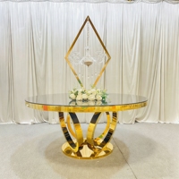 Ensemble de table et chaises de mariage modernes, convertibles, portables, en acier inoxydable, avec dossier rond, couleur or et blanc, pour usage hôtelier
