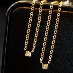 Xinfly 2 Piece 18k Pure Gold Tarnish Free 0.10CT Solitaire Diamond Bezel Cuban Link Chain Necklace <b>Bracelet</b> Jewelry <b>Set</b> - Product Image 3