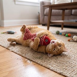 ของเล่นแมวแบบกำหนดเอง รูปปลา ทำจากผ้าลินินนุ่ม บรรจุไส้ใยสังเคราะห์ ของเล่นสำหรับลูกแมวแบบมีปฏิสัมพันธ์ ของเล่นเคี้ยวสำหรับแมวเลี้ยงในบ้าน - Product Image 2