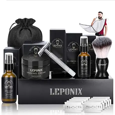 Premium Men's Shaving Kit Safety Razor Shaving Cream Oil Brush Set With Aftershave