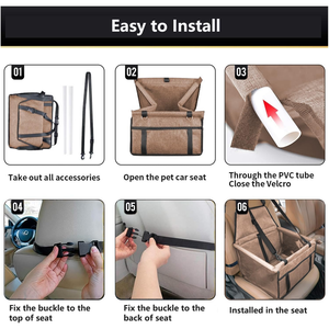<b>Pet</b> Car Booster Seat with Leash Hook for Dogs Cat Portable and Breathable Bag with Seat Belt Dog Carrier Safety Stable Travel - Product Image 3