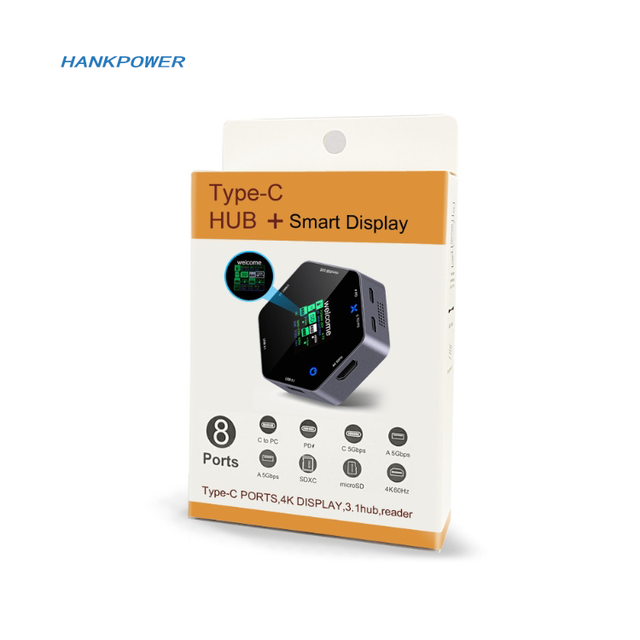 8 in 1 Type C HUB Smart Display Multi Function Docking Station PD 100W HDTV 4K 60hz USB 3.1 TF SD Card Reader USB-C Hub