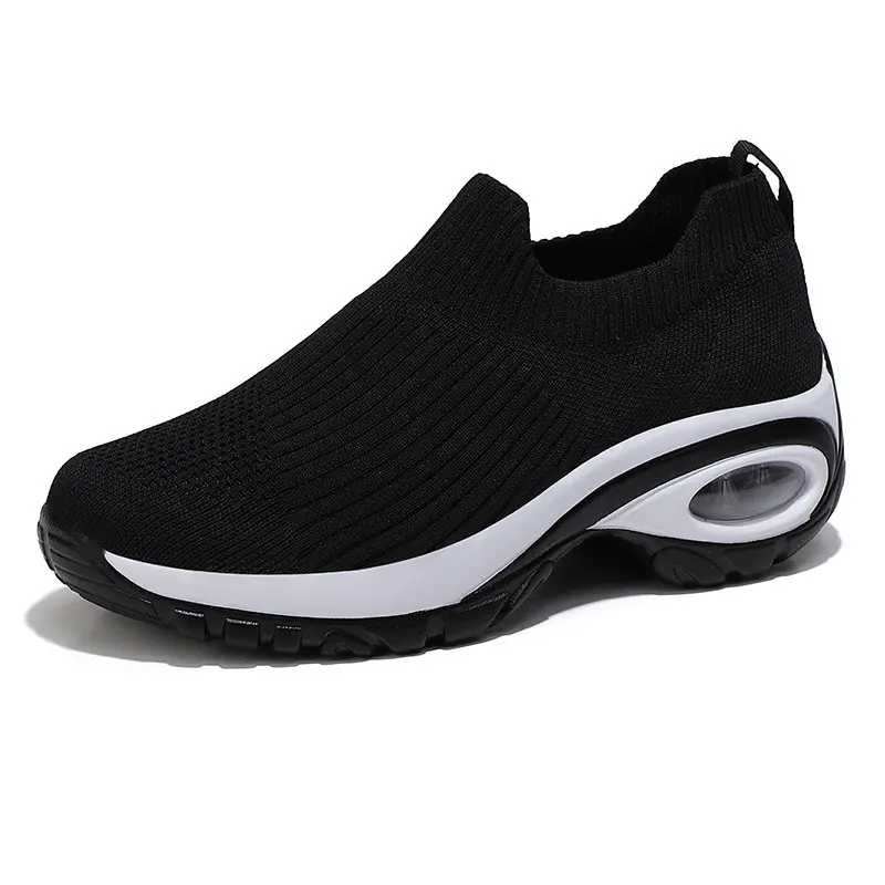 2023 Women's casual and versatile air cushion running shoes fly woven breathable lazy shoes one foot pedal sports shoes