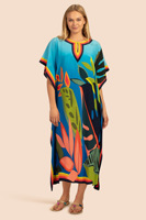 Robe d'été de style européen et américain à imprimé léopard 100% polyester pour la plage. Robe longue ample de protection solaire pour bikini, motif numérique